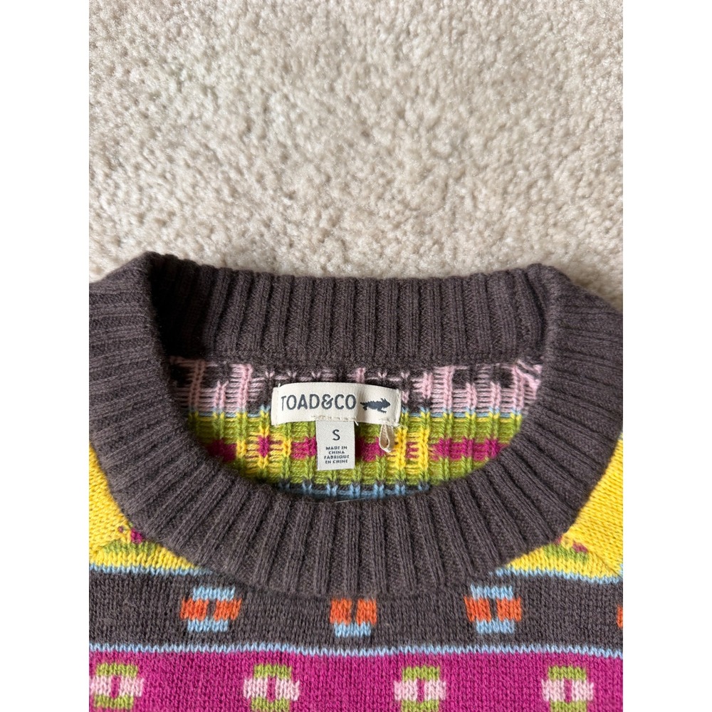 Toad&Co Sweater Cazadero Crewneck Wool Blend Fair Isle Multicolor Small - Picture 4 of 8